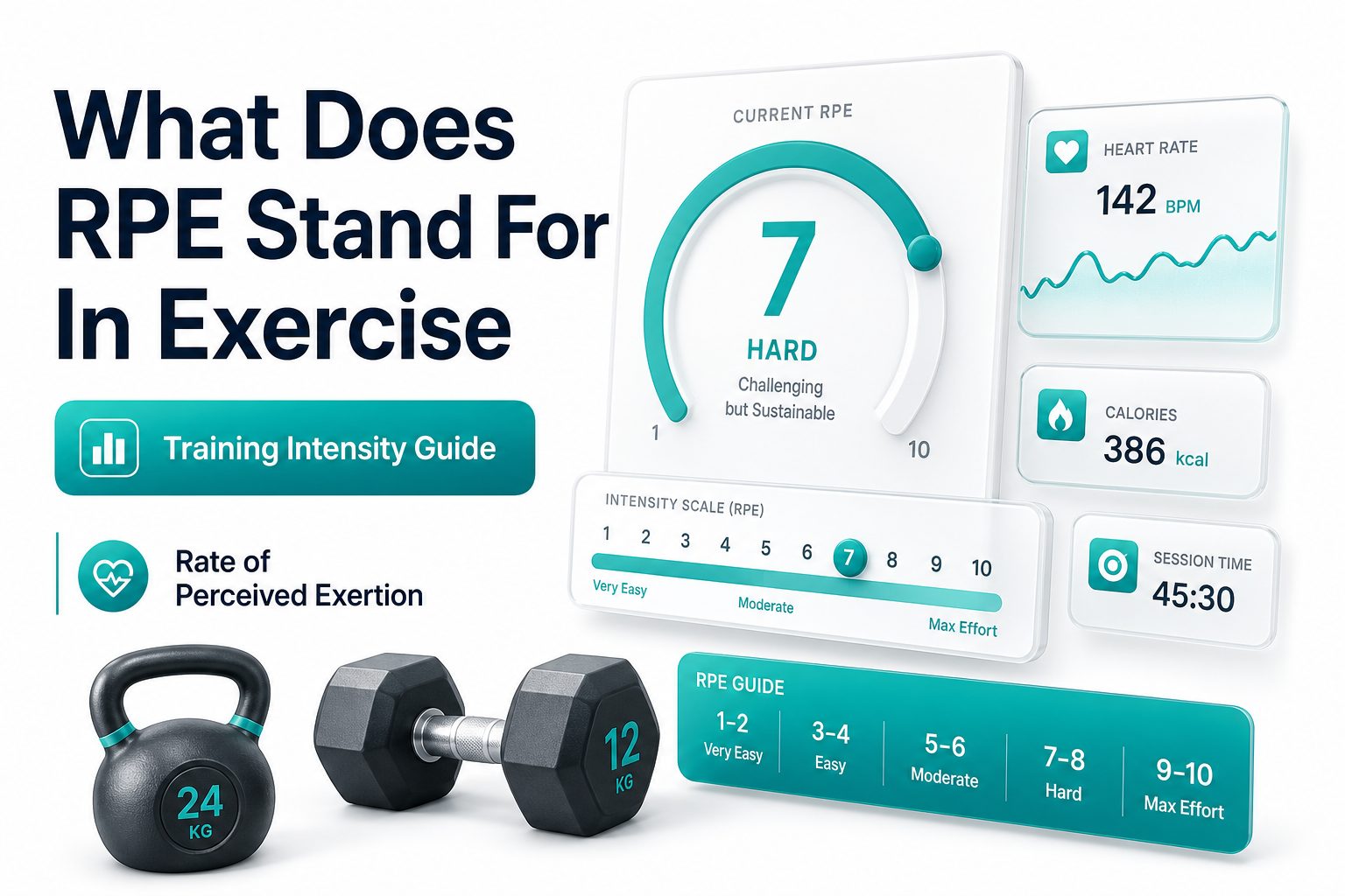 Athlete checking effort level during a workout using an RPE scale